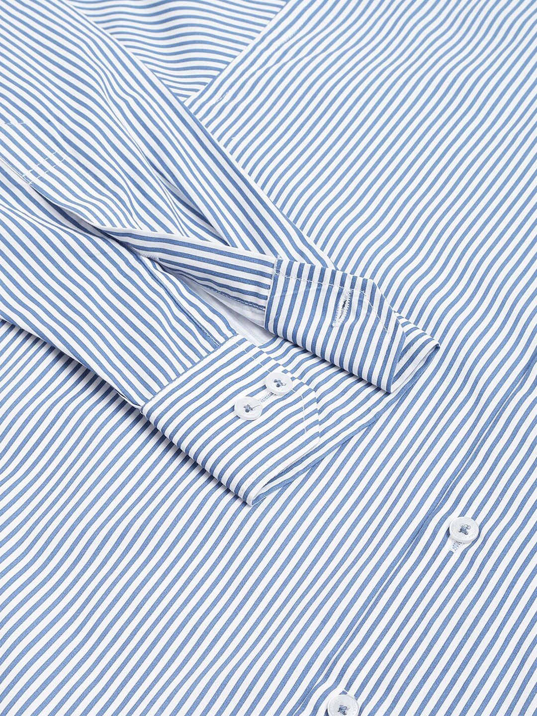 Hancock Standard Slim Fit Striped Button-Down Collar Pure Cotton Casual Shirt