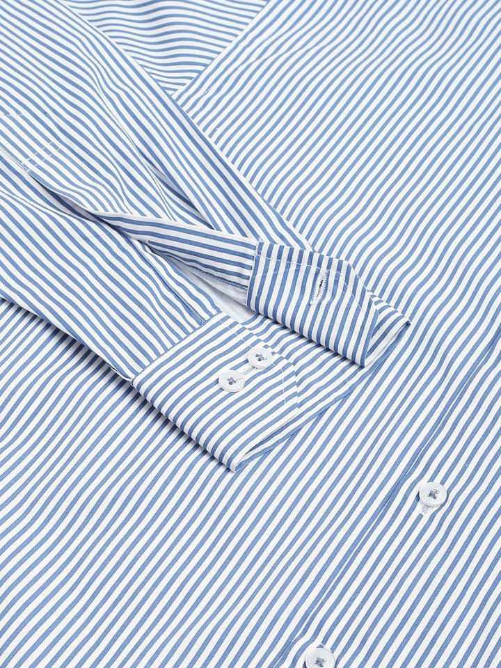 Hancock Standard Slim Fit Striped Button-Down Collar Pure Cotton Casual Shirt