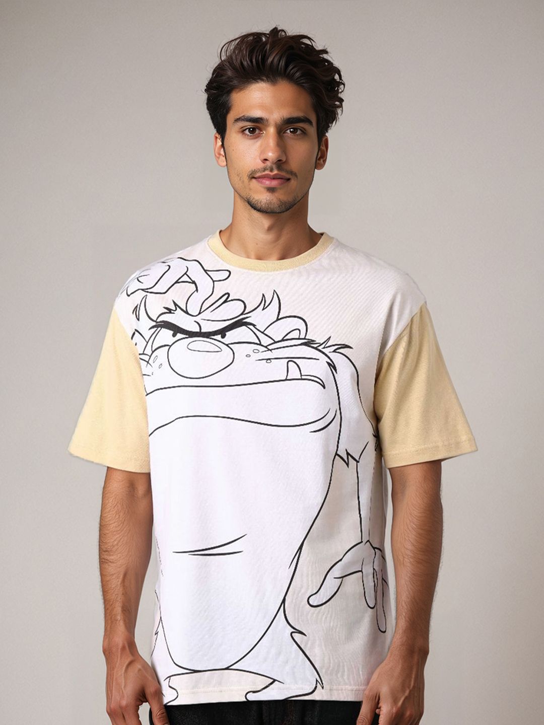 The Indian Garage Co Men Looney Tunes Graphic Printed Round Neck Pure Cotton Boxy T-shirt