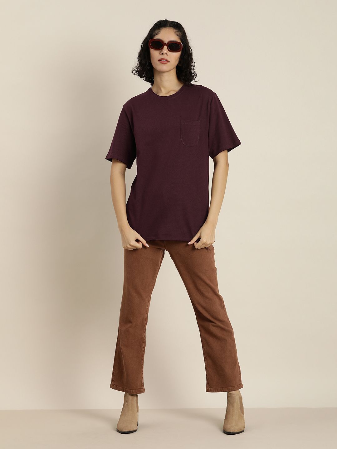 DILLINGER Womens Honeycomb Structure Oversized Tshirt