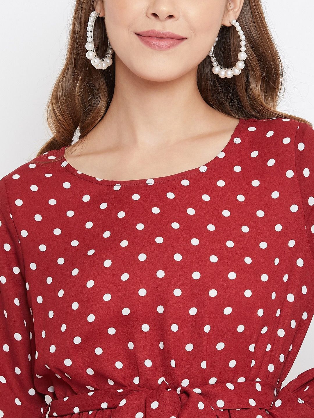 Berrylush Women Red Printed Fit and Flare Dress