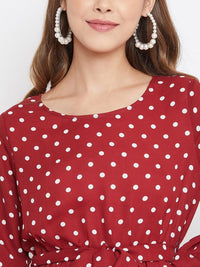 Berrylush Women Red Printed Fit and Flare Dress