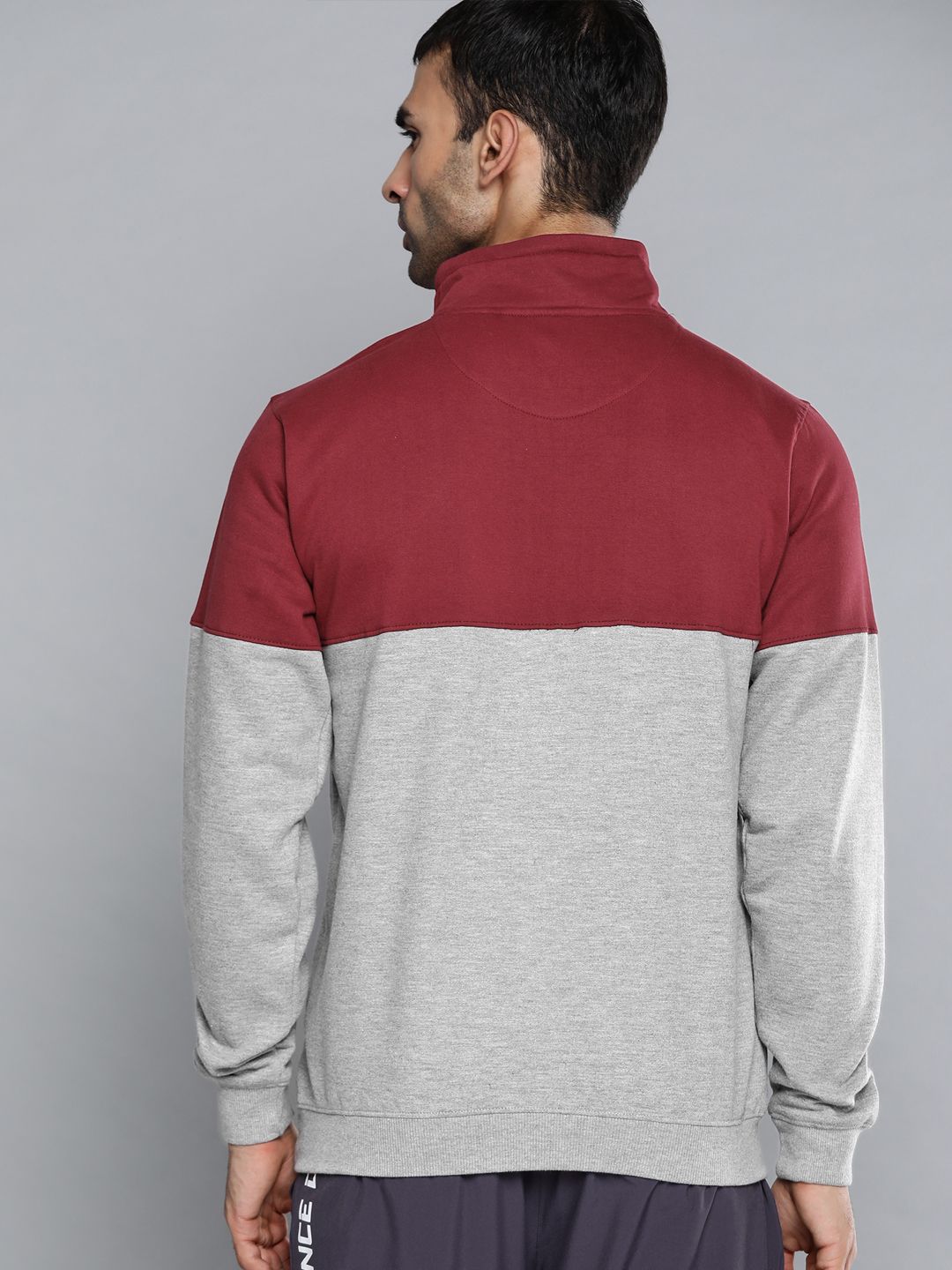 HRX by Hrithik Roshan Men Grey & Maroon Colourblocked Training Sweatshirt