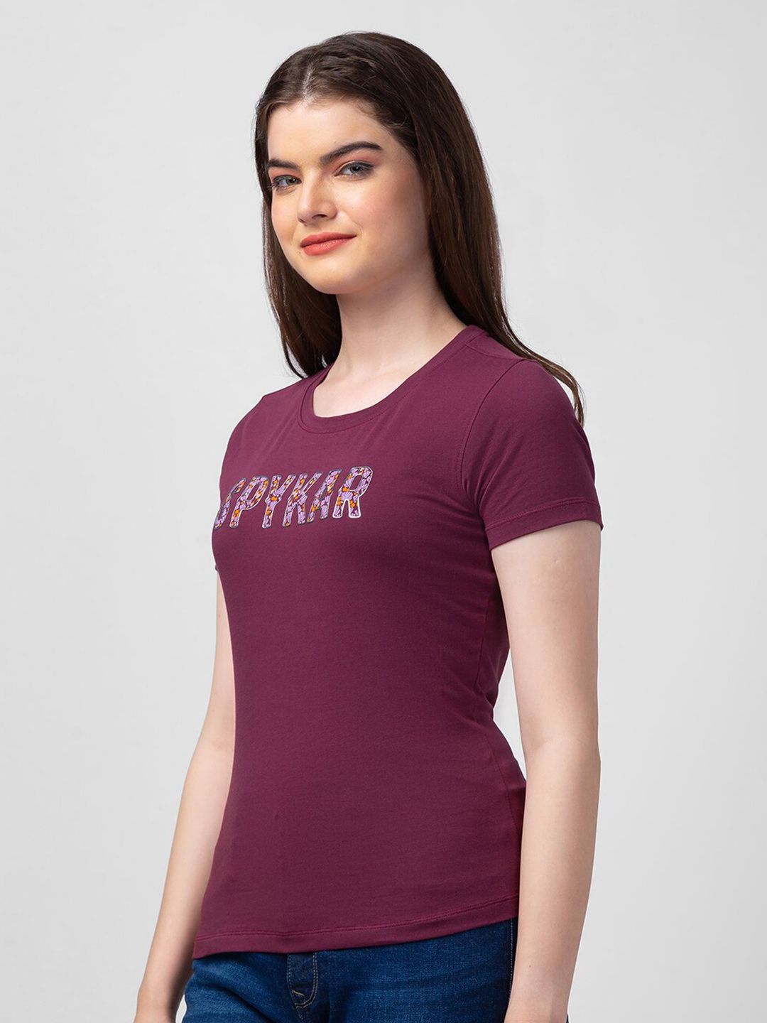 SPYKAR Women Cotton Slim Fit T-shirt