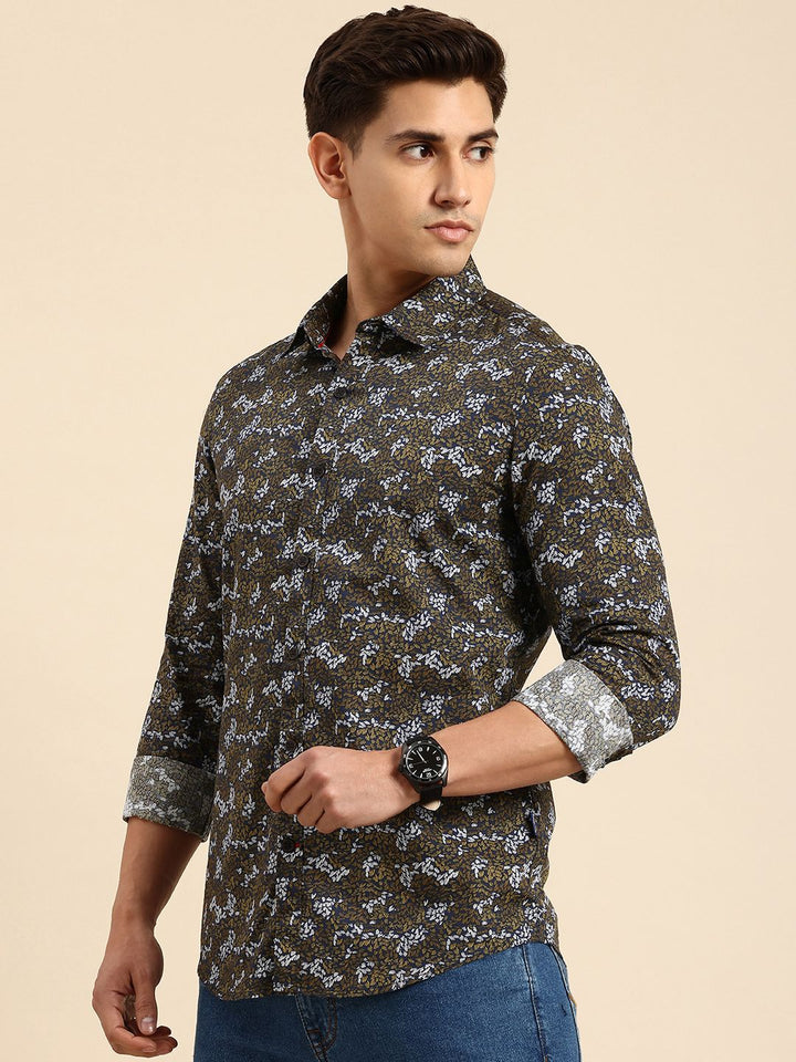 Being Human Pure Cotton Slim Fit Floral Opaque Printed Casual Shirt
