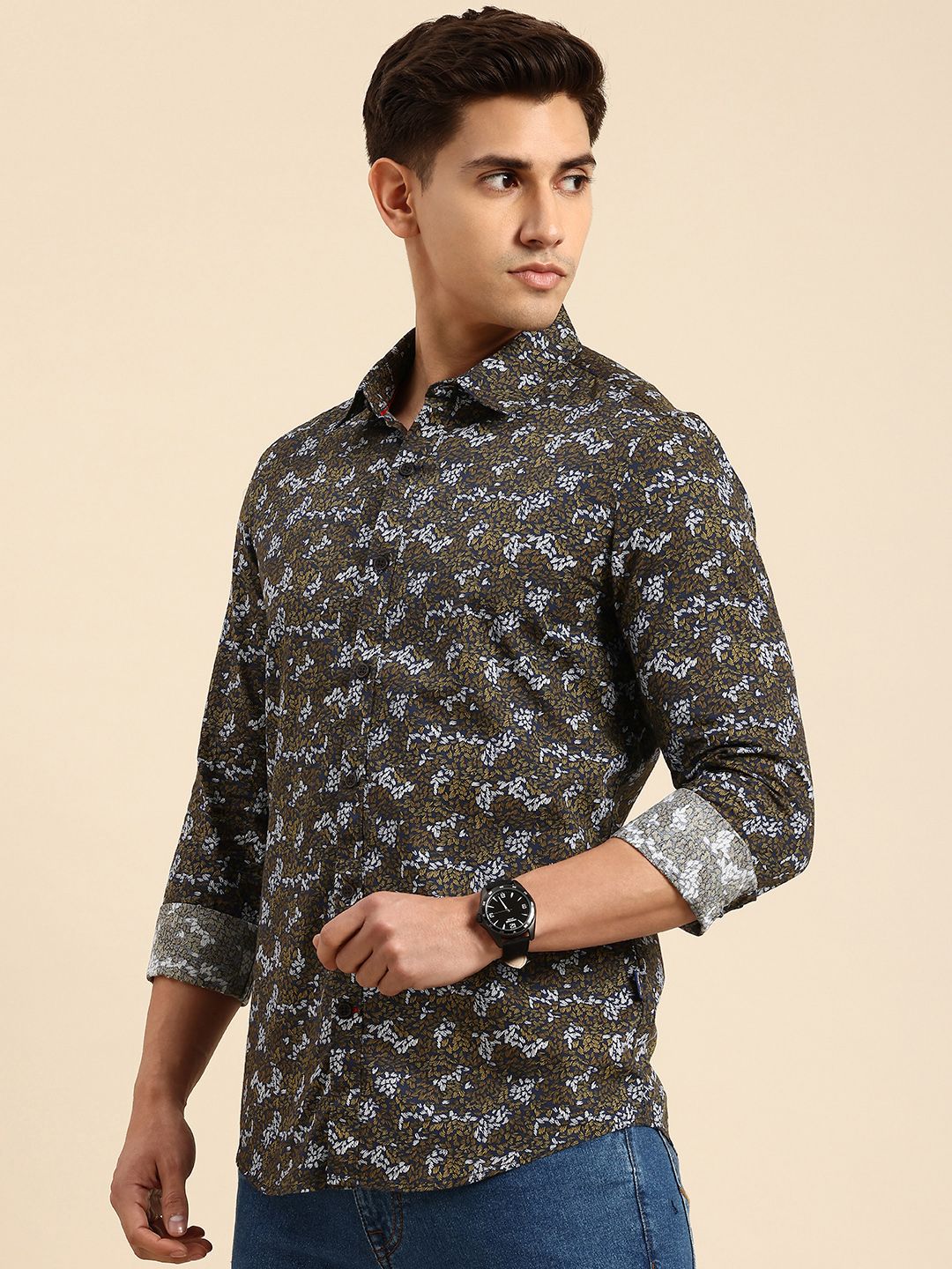 Being Human Pure Cotton Slim Fit Floral Opaque Printed Casual Shirt