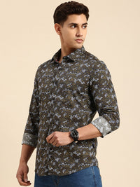 Being Human Pure Cotton Slim Fit Floral Opaque Printed Casual Shirt