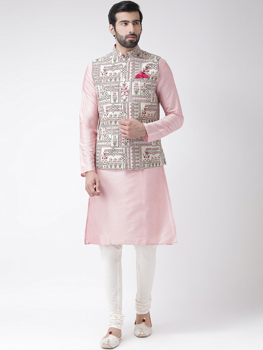 KISAH Men Printed Zari  Regular Fit Nehru Jacket