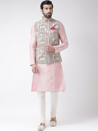 KISAH Men Printed Zari  Regular Fit Nehru Jacket