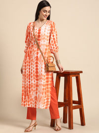 Anouk Women Orange Dyed Pure Cotton Kurta with Trousers