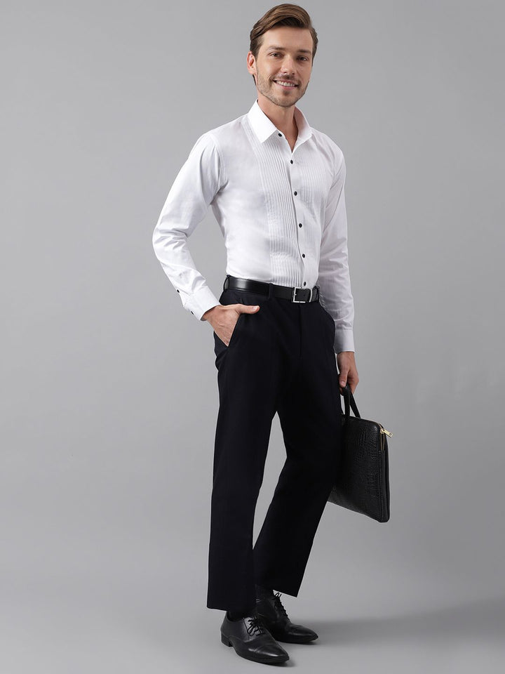 Hancock Men White Slim Fit Tuxedo Shirts