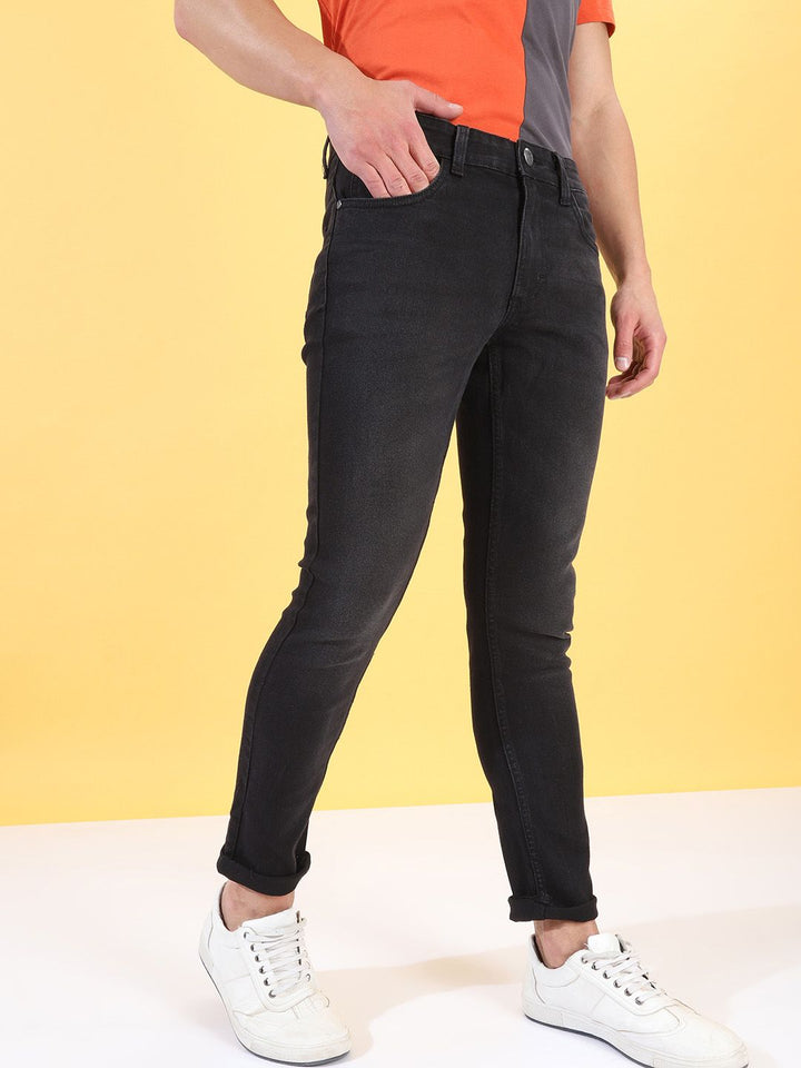 The Indian Garage Co Men Black Slim Fit Mid-Rise Clean Look Jeans