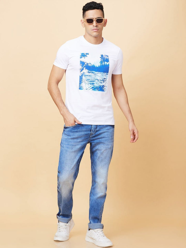 Being Human Men Floral Printed Henley Neck Tropical T-shirt