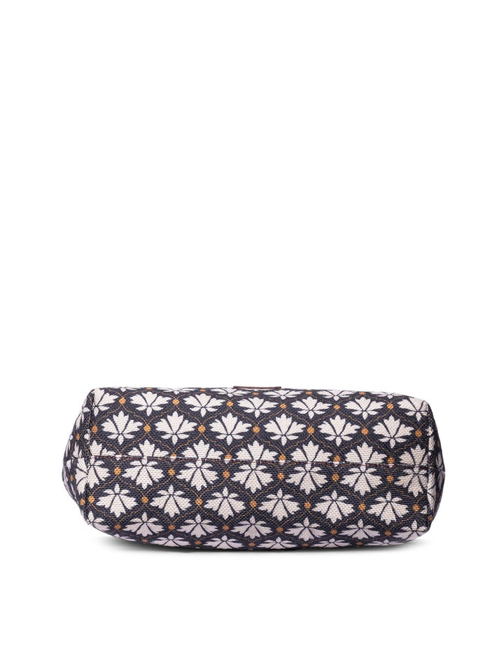 ZOUK Ethnic Motifs Printed Structured Jute Tote Bag