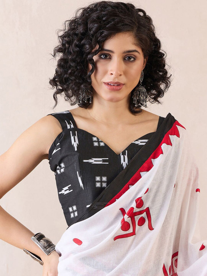 Saree mall Ethnic Motifs Poly Cotton Ready To Wear Saree