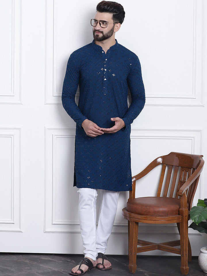SOJANYA Kurta Kapas Tulen Kolar Mandarin Dihiasi