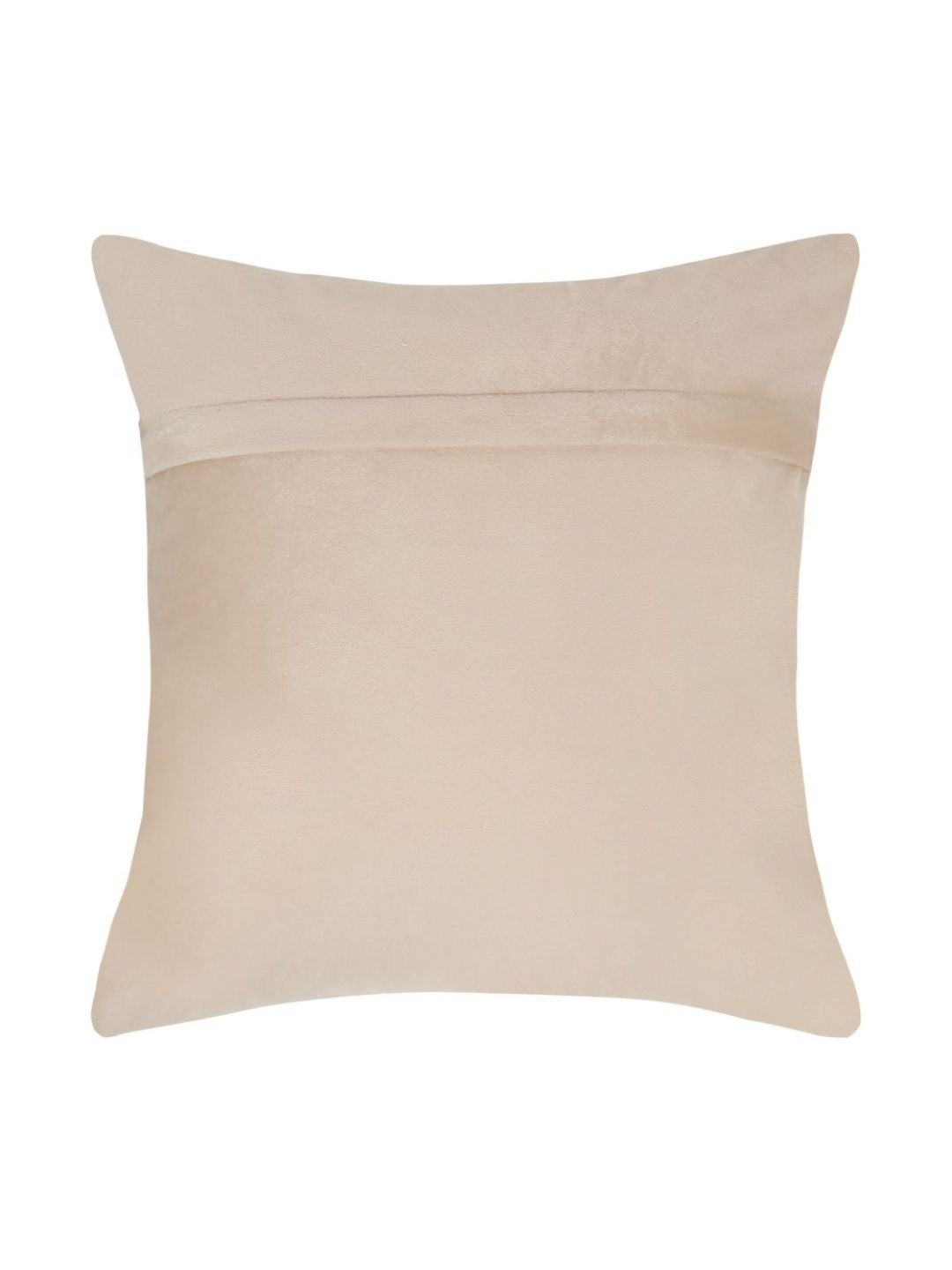 HOSTA HOMES Cream-Coloured & Gold-Toned Set of 5 Striped Velvet Square Cushion Covers