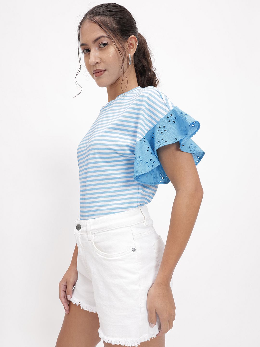 DressBerry Summer Stripe Schiffli Show Top