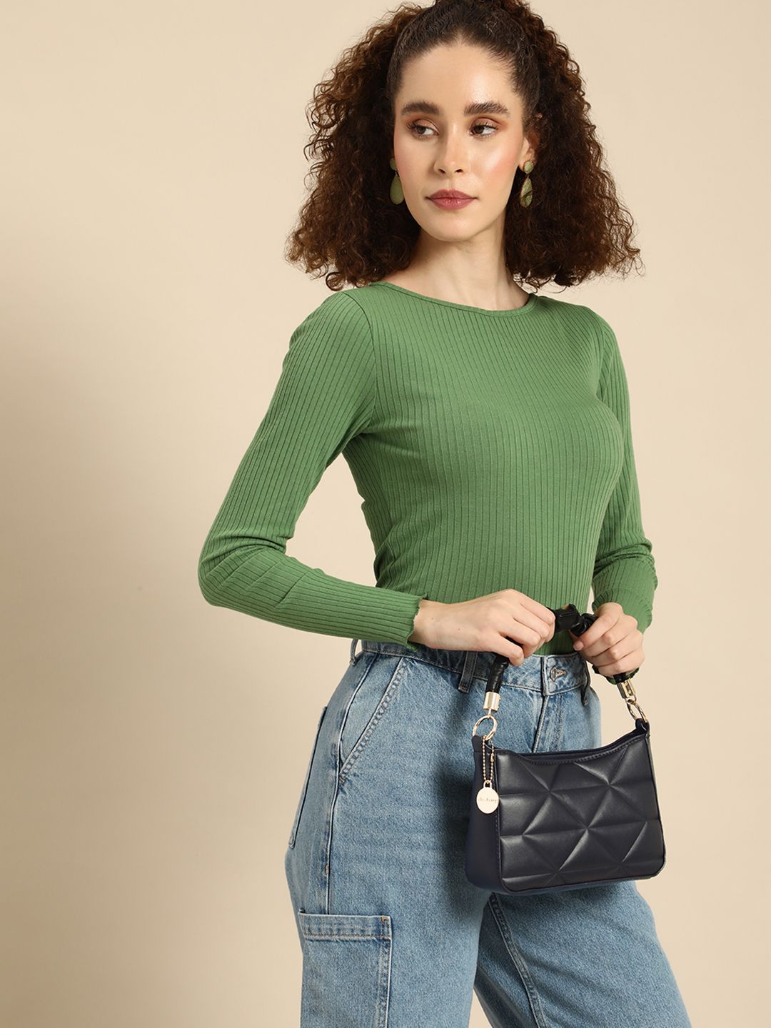 DressBerry Geometric Structured Handheld Bag with Quilted