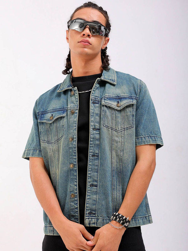 The Indian Garage Co Men Mid-Wash Relaxed Fit Trucker Jacket