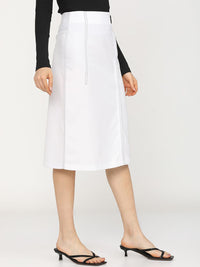 CHIC BY TOKYO TALKIES Women White Solid Overlapped A-Line Skirt