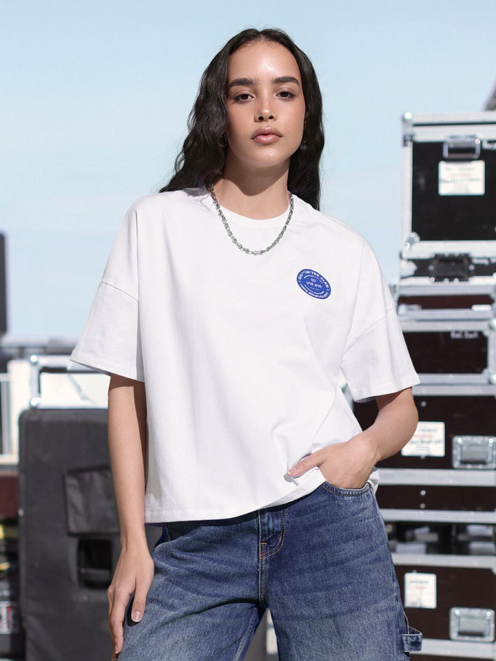 DressBerry Fanjabi Typo Print Oversized Drop Shoulder Concert T-shirt