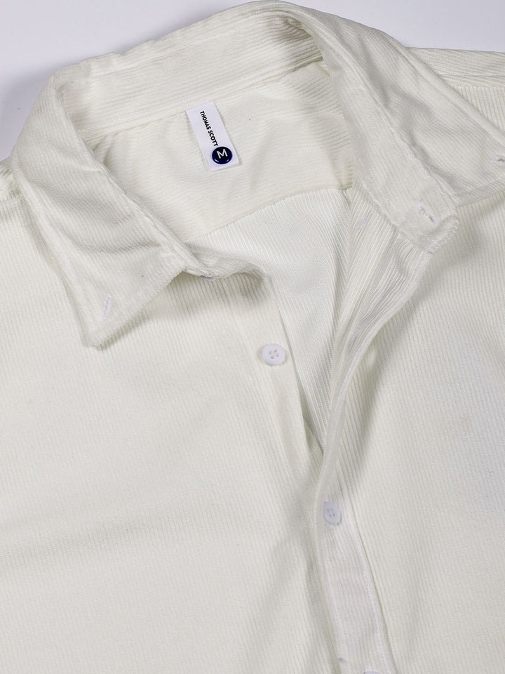 Thomas Scott Men Premium Button-Down Collar Corduroy Cotton Casual Shirt