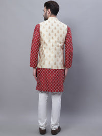 SOJANYA Embroidered Regular Kurta With Pyjamas & Nehru Jacket