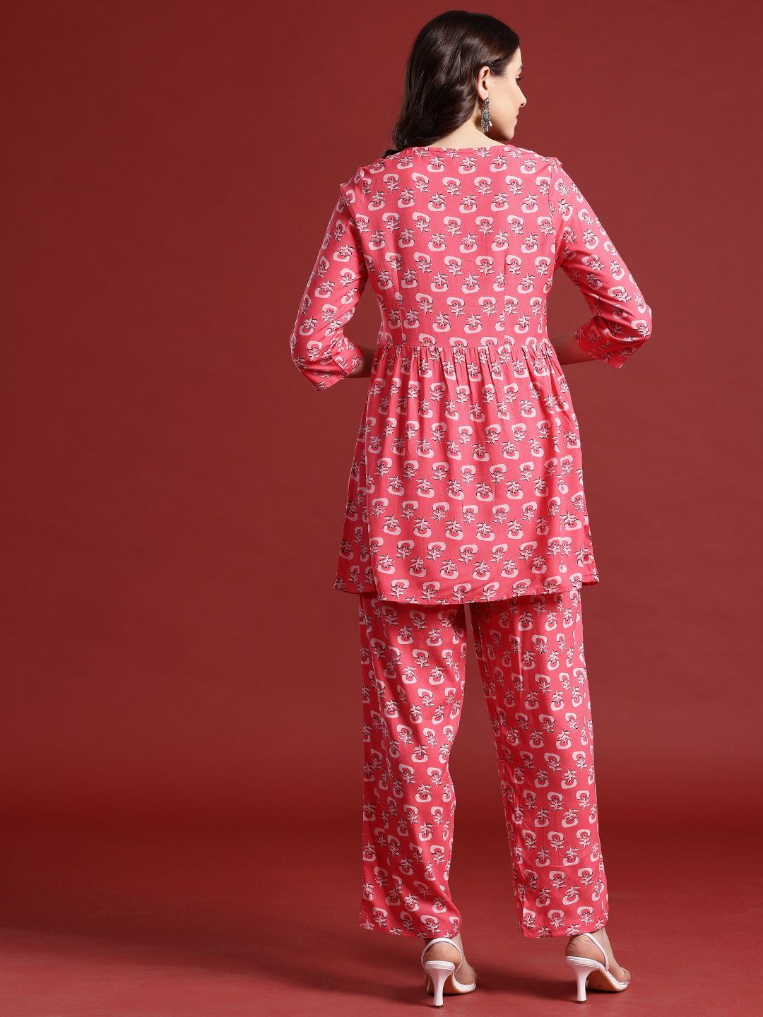 Anouk Ethnic Motifs Printed Pleated Kurta with Trousers