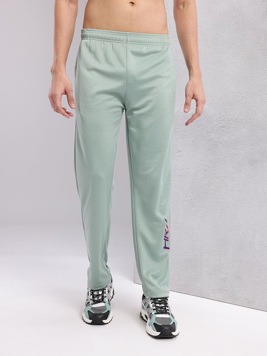 HRX by Hrithik Roshan Men Brand Logo Printed Mid-Rise Rapid-Dry Running Track Pants