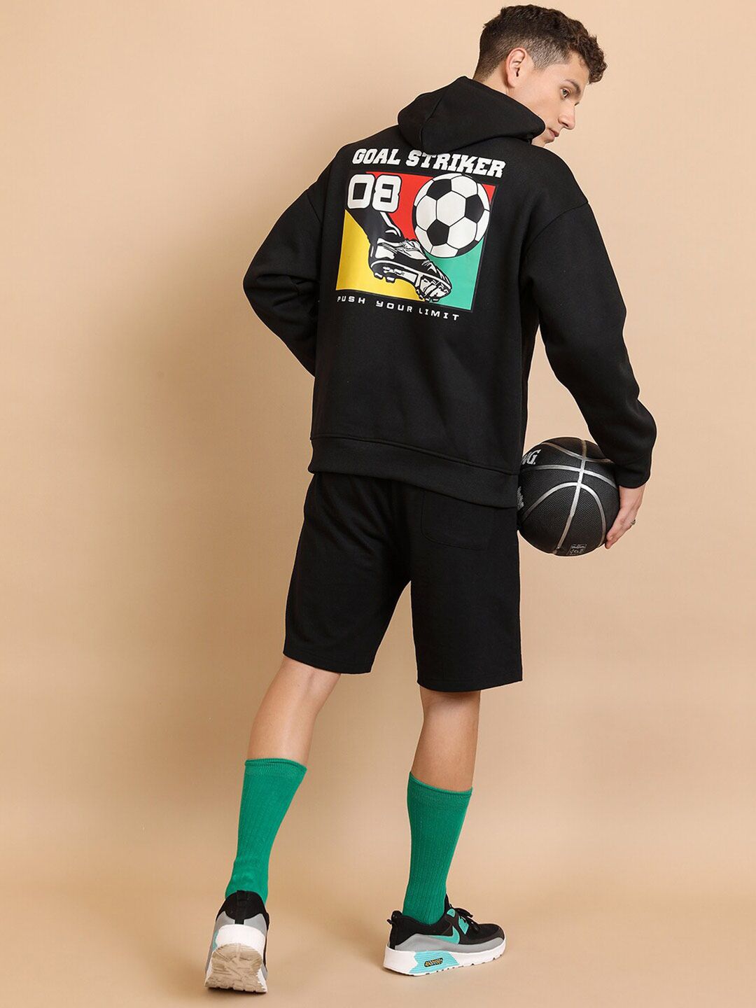 HIGHLANDER Graphic Printed Hooded Oversized Sweatshirt
