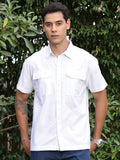 Thomas Scott Smart Boxy Short Sleeves Spread Collar Cotton Opaque Casual Shirt