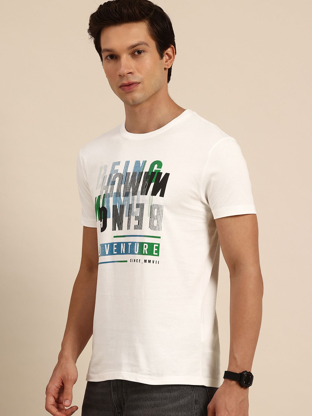 Being Human Pure Cotton Typography Printed Slim Fit T-shirt