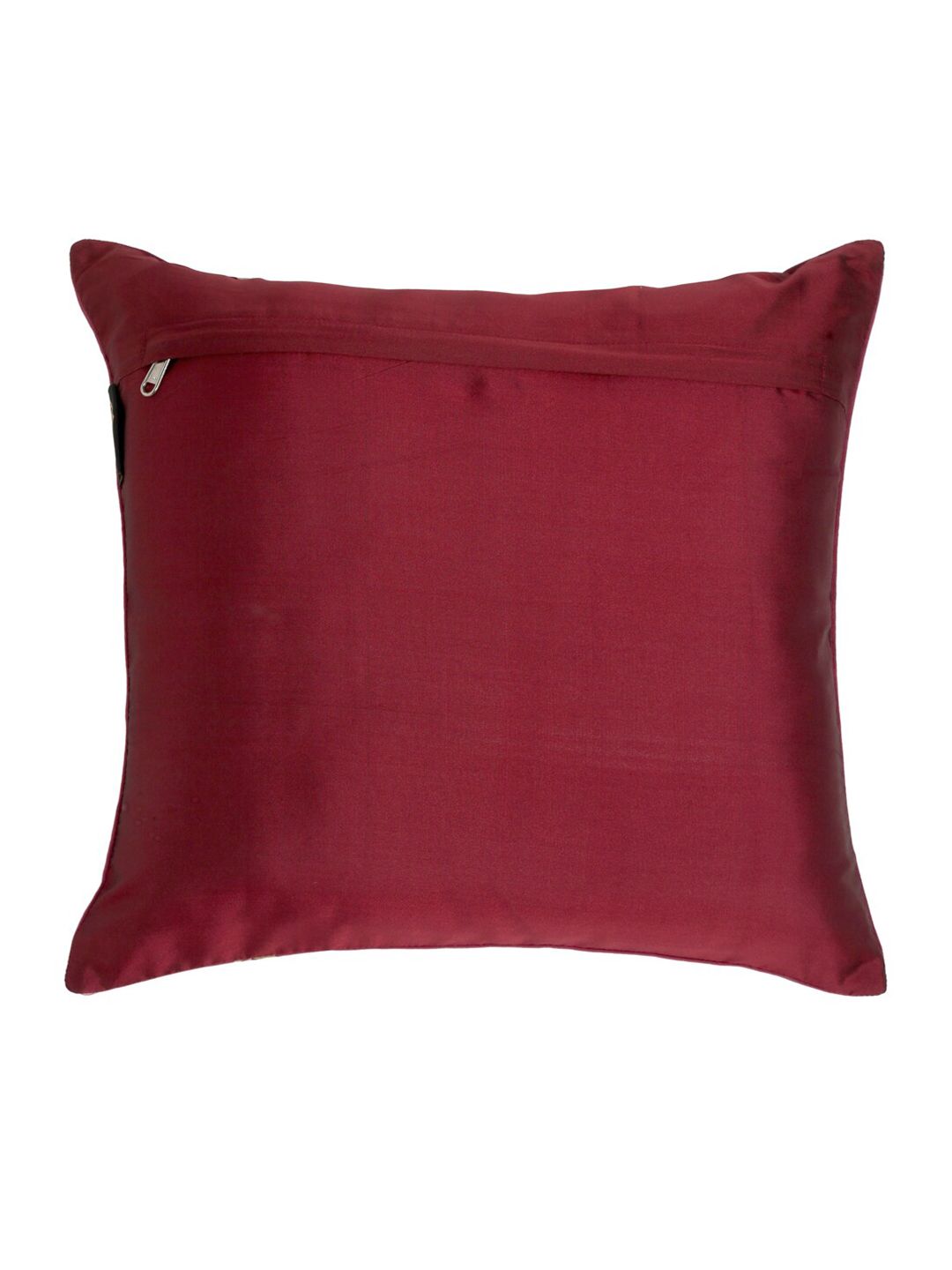 HOSTA HOMES Red & Gold-Toned Set of 5 Floral Velvet Square Cushion Covers