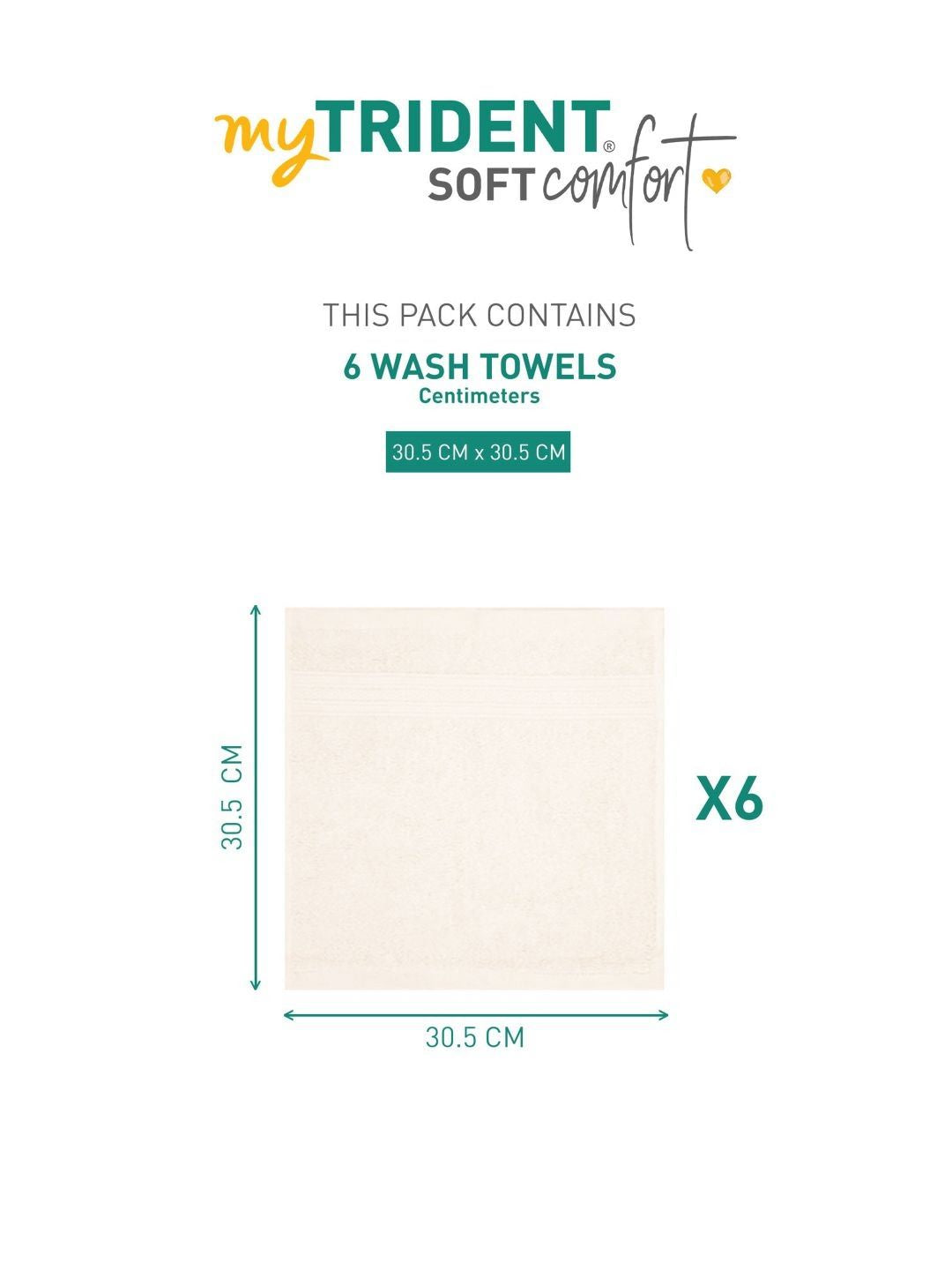 MYTRIDENT Beige 6 Pieces Cotton 500 GSM Highly Absorbent Face Towels