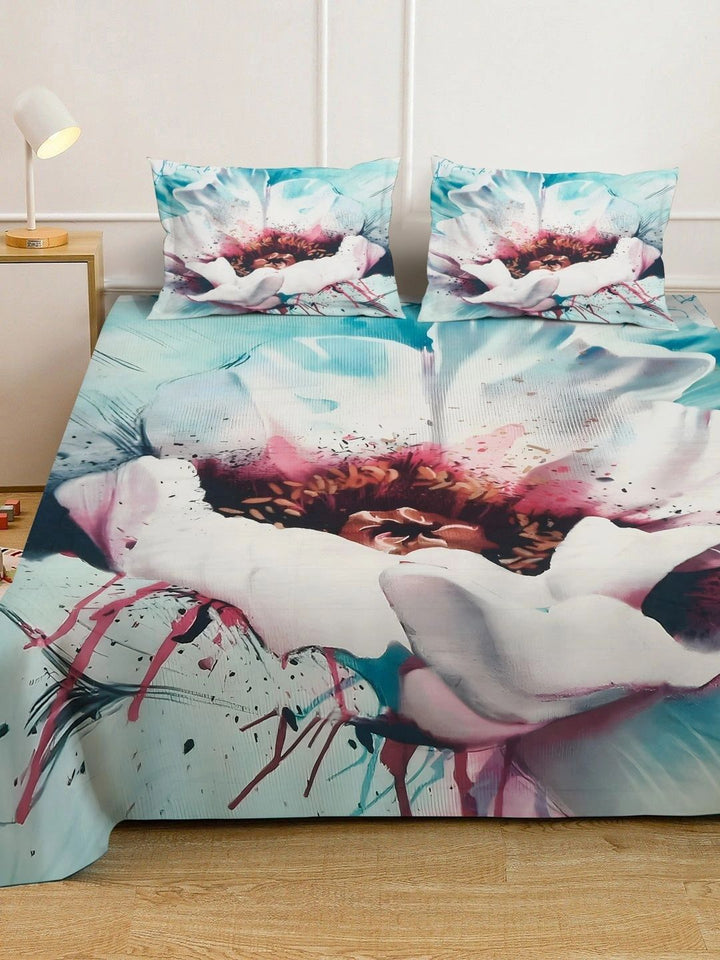 Moda Rapido X KLOTTHE Cadar 400 TC Bunga Hijau & Merah Jambu dengan 2 Sarung Bantal