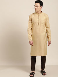 SOJANYA Mandarin Collar Long Sleeves Silk Cotton Kurta