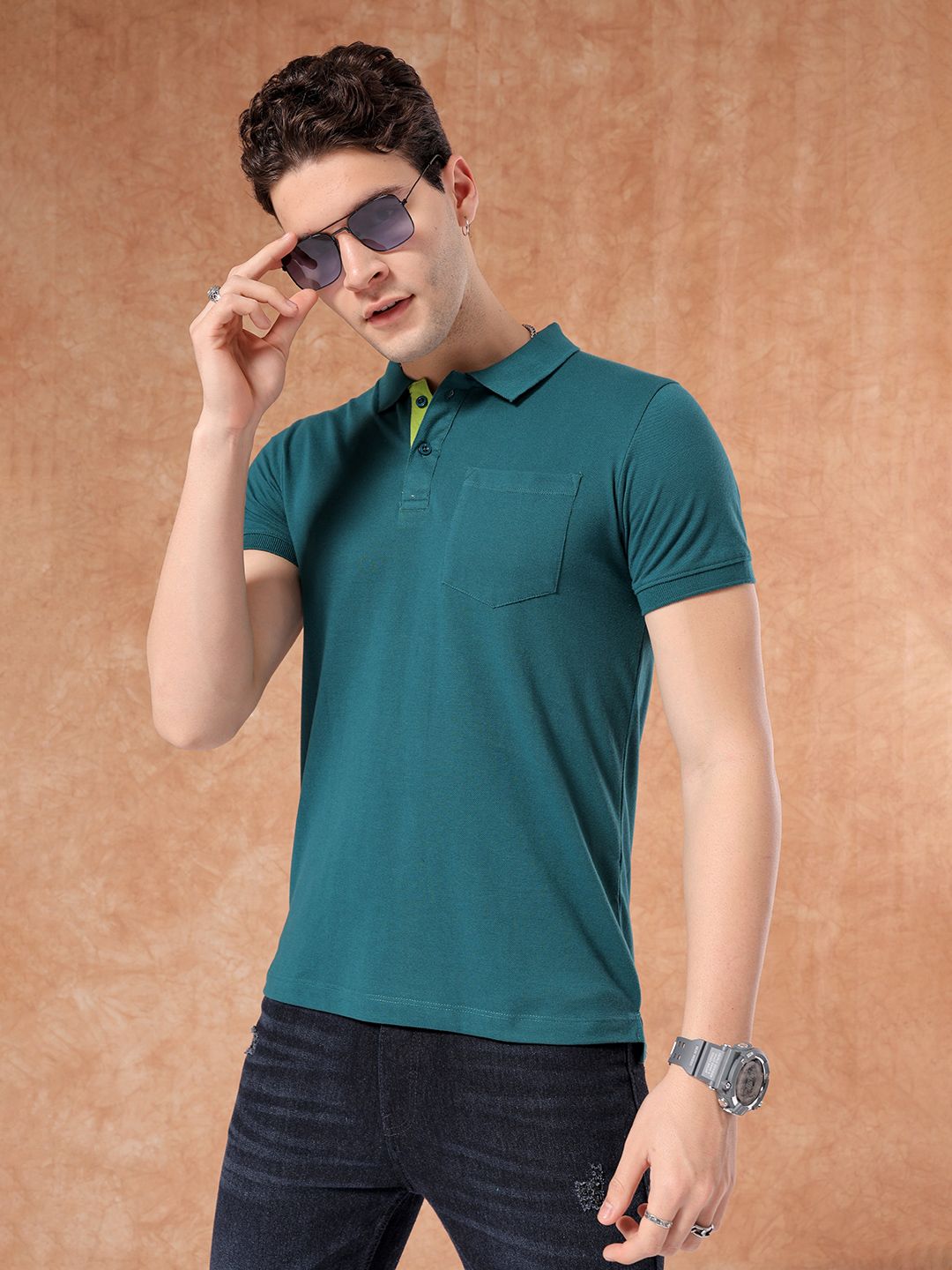 The Indian Garage Co Men 2 Polo Collar Pockets T-shirt