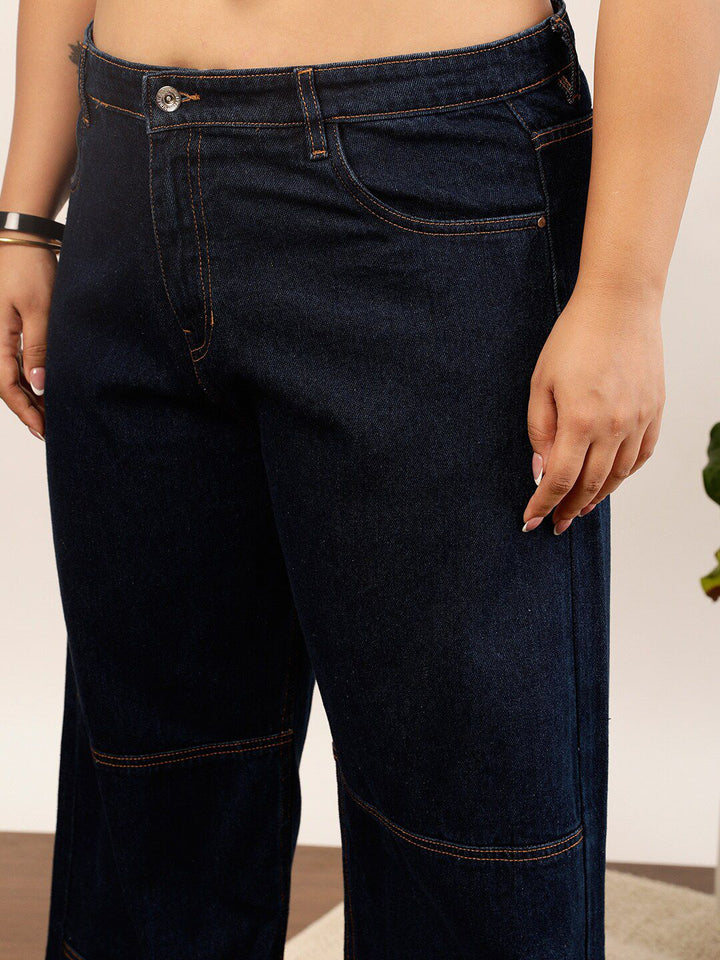 CURVY STREET jean Women Clean Look Pure Cotton Wide Leg Jeans