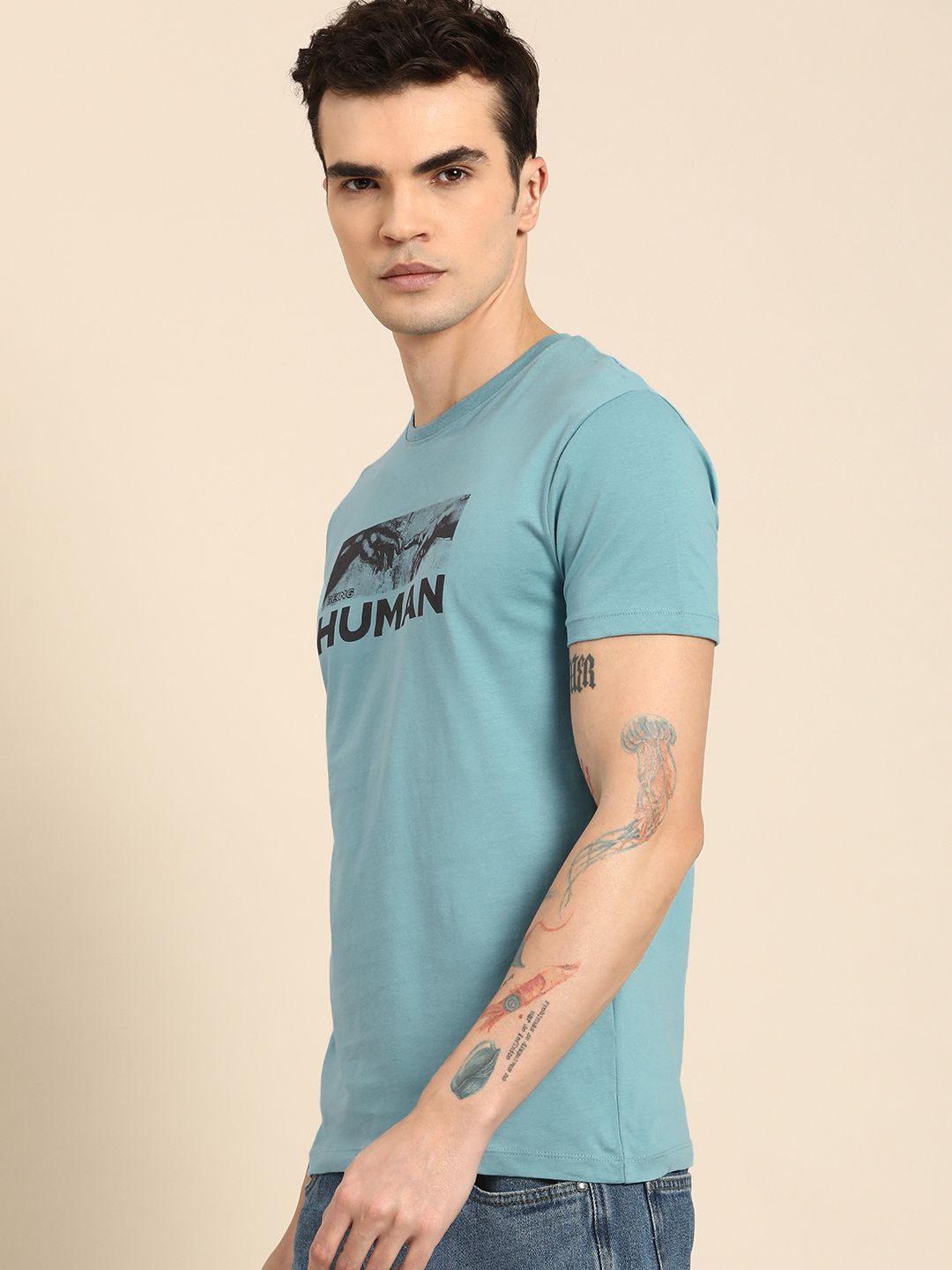 Being Human Typography Printed Pure Cotton T-shirt