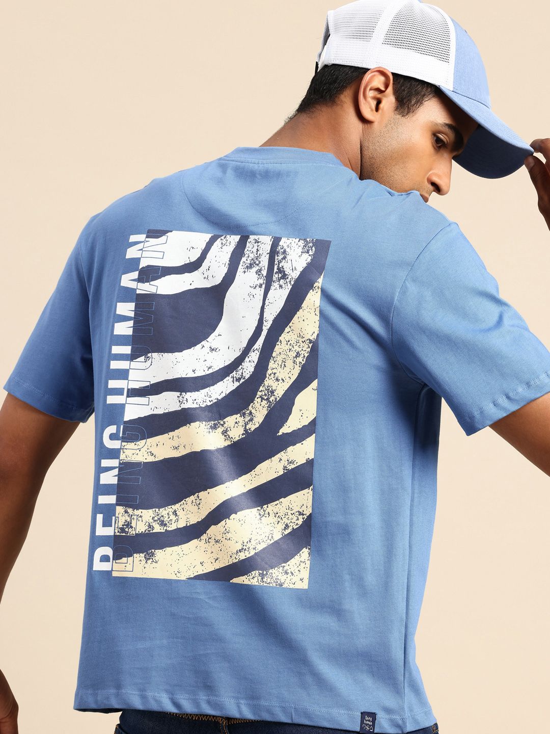 Being Human Brand Logo & Graphic Printed Pure Cotton Relaxed Fit T-shirt