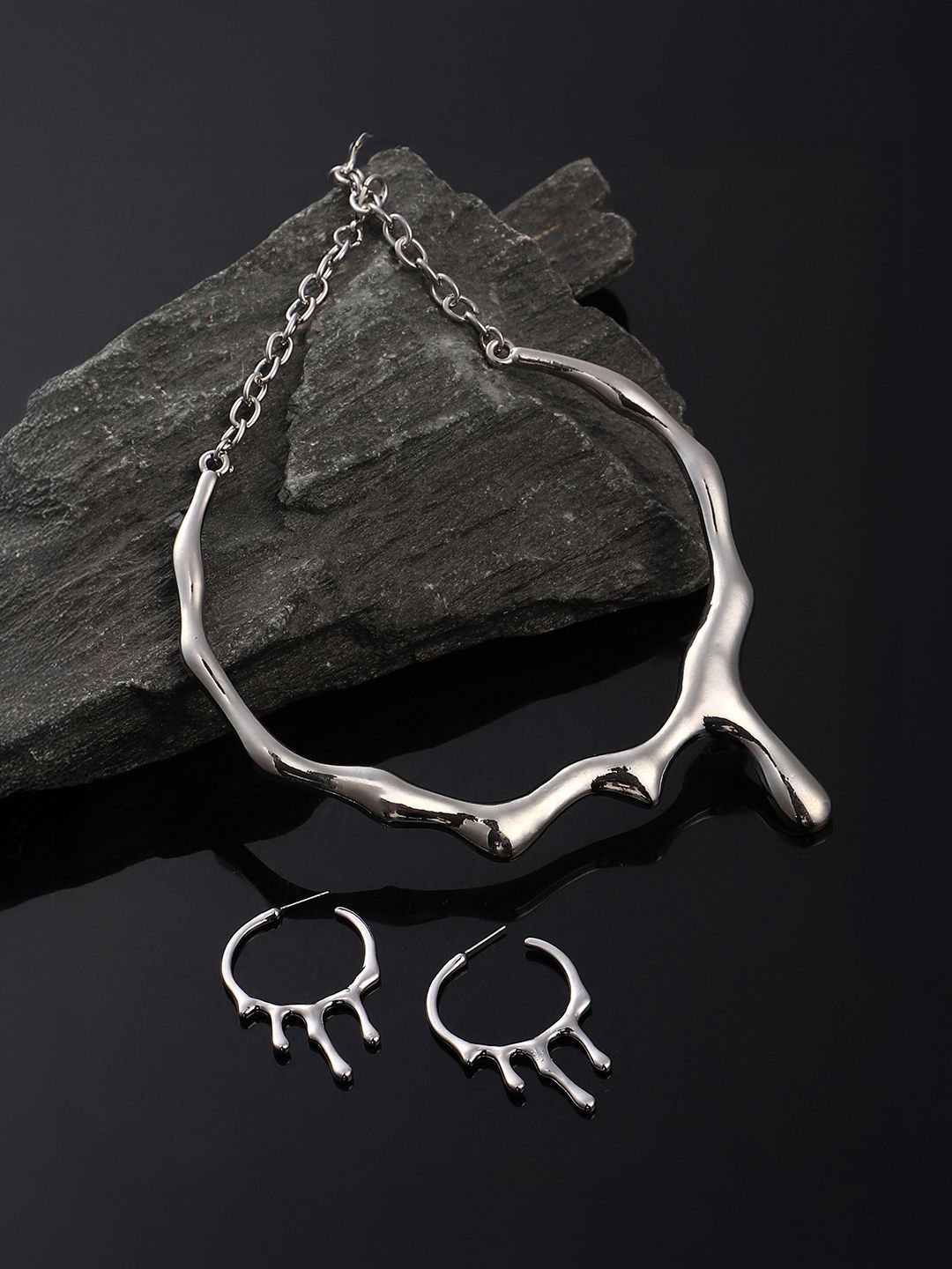 SOHI The Drip Silver-Plated Jewellery Set