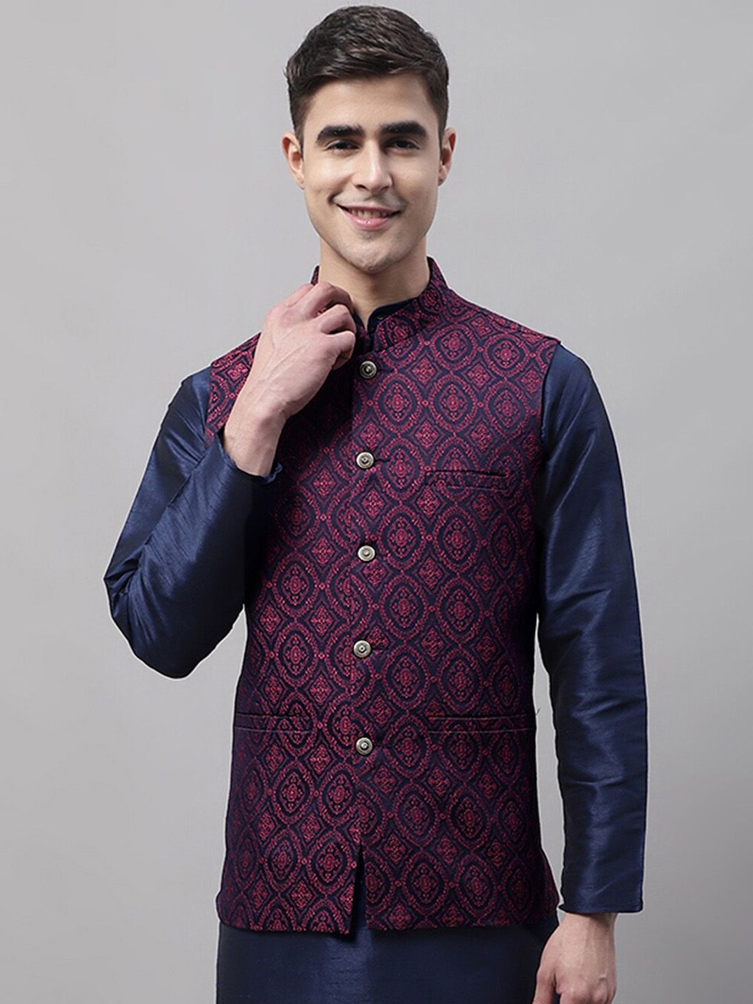 Jompers Men Woven Design Nehru Jacket