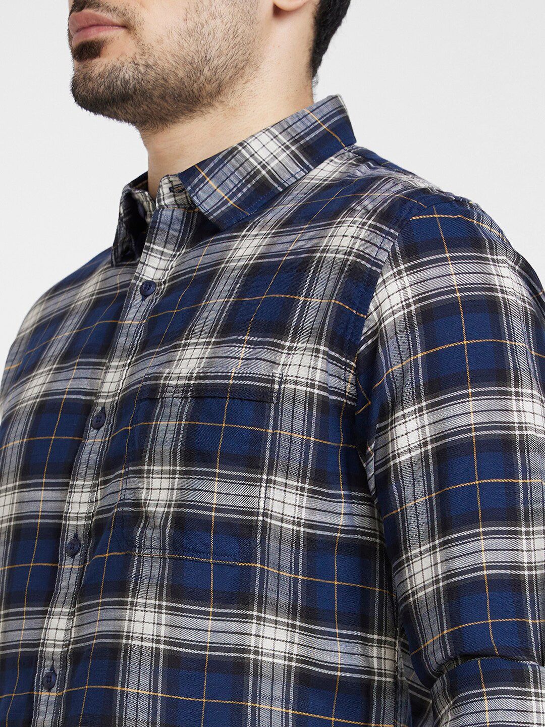 SPYKAR Tartan Checked Cotton Classic Opaque Casual Shirt