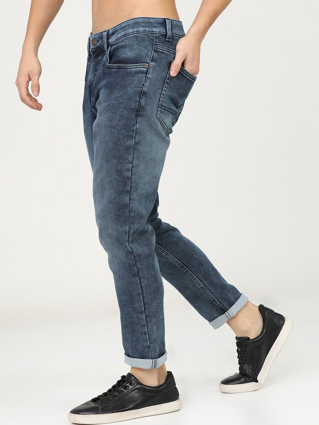 HIGHLANDER Men Blue Tapered Fit Heavy Fade Stretchable Jeans
