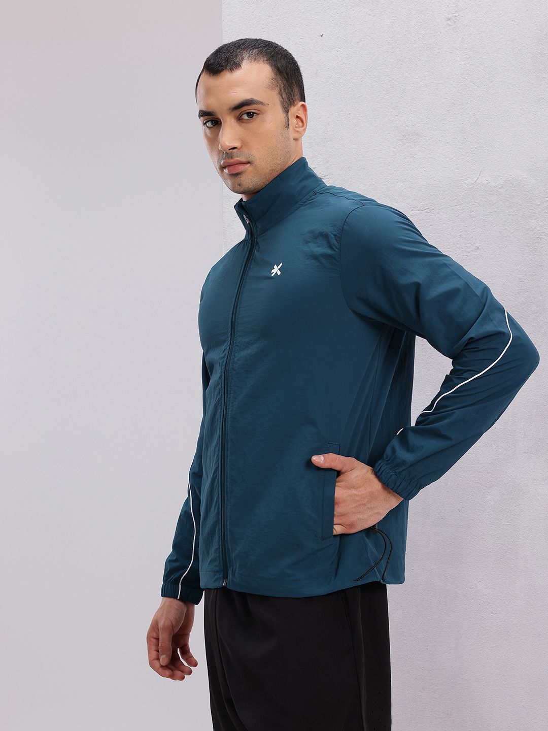 HRX by Hrithik Roshan Mock Collar Rapid-Dry Running Jacket with Toggle Hem