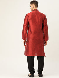 SOJANYA Men Maroon Solid Straight Kurta