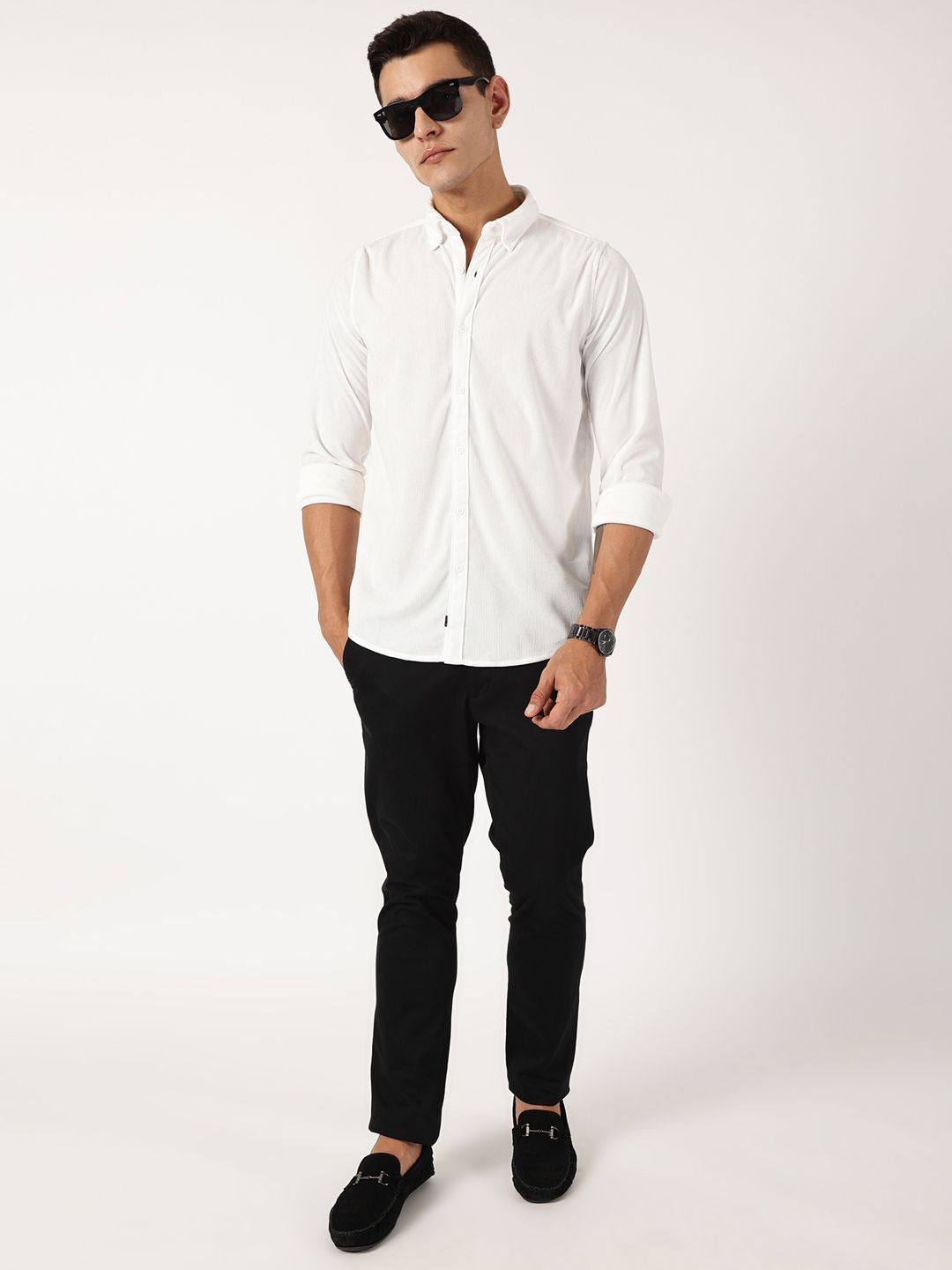 Thomas Scott Men Premium Button-Down Collar Corduroy Cotton Casual Shirt