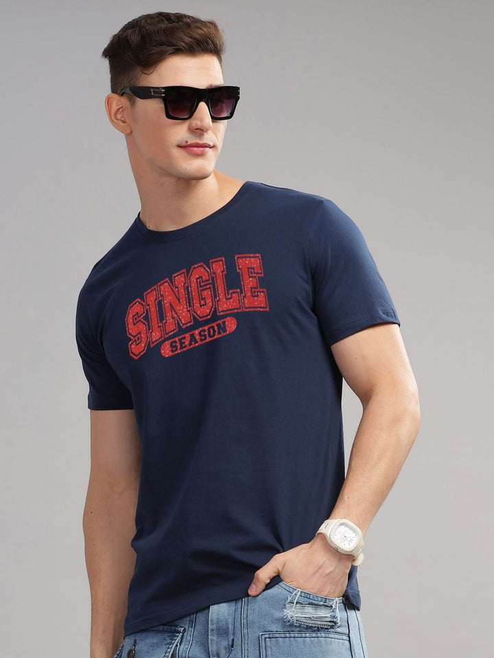 ADRO Men Typography Printed Round Neck Cotton T-shirt