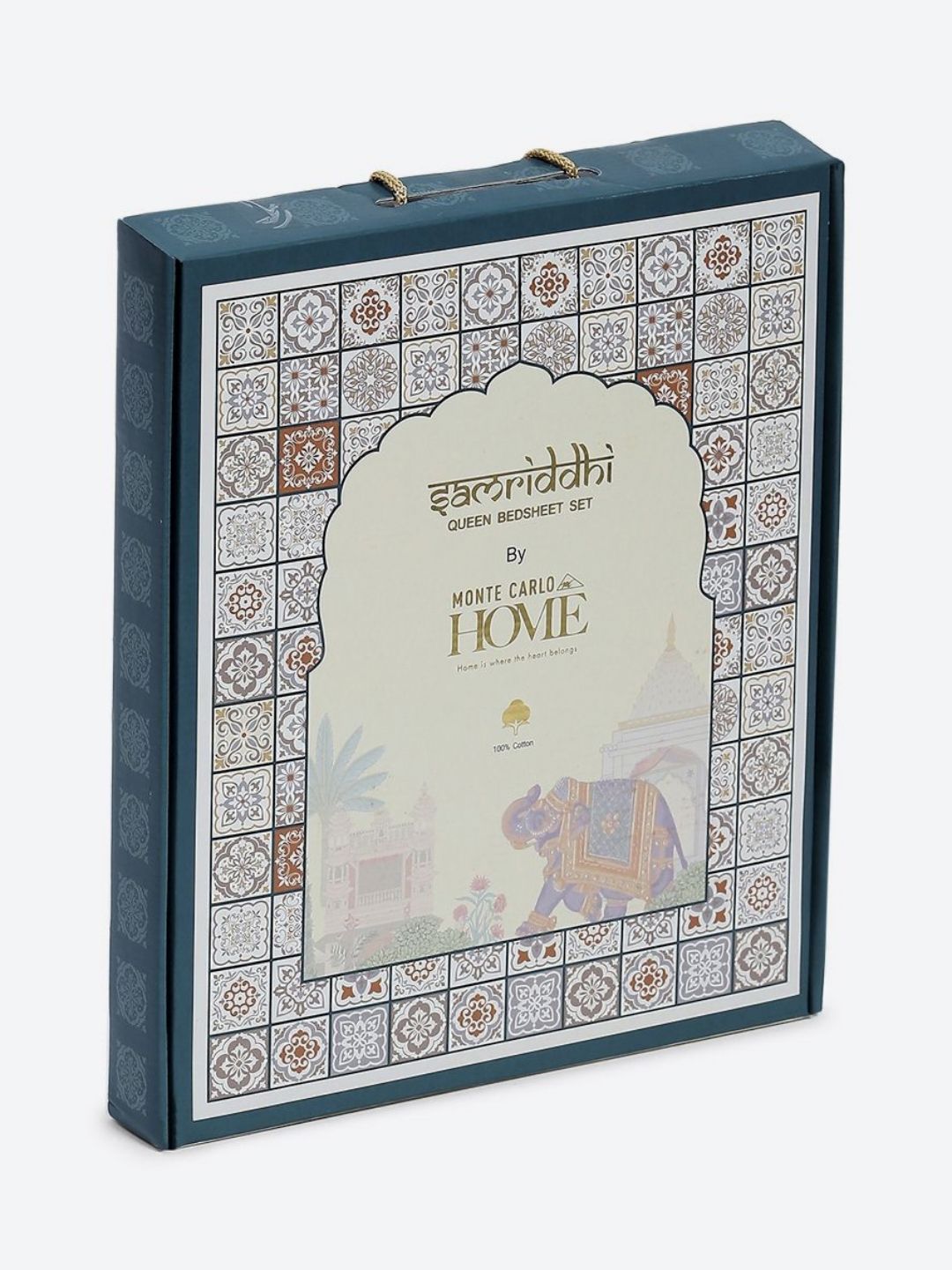 Monte Carlo Grey & White Printed Cotton 104 TC Queen Bedsheet Set 2.24 m x 2.54 m